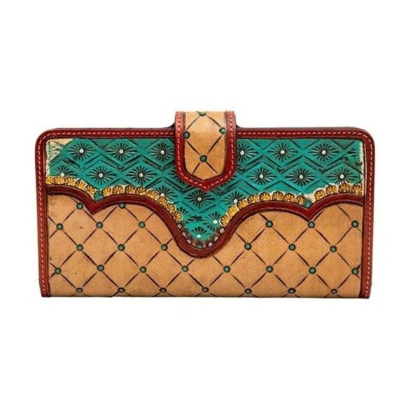 Myra Bag Handmade Garish Wallet Leather & Hairon Canvas & Cowhide Leather - Picture 1 of 6